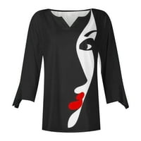 Uheoun Summer Majica za žene Ležerne prilike na rukavu na vratima Ležerne tipke V izrez Labavi bluze