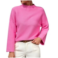 Čvrsti džemperi za žene izlaze džempere za žene dugih rukava pulover Classic Fit kabelski pletiv vrhovi