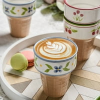 Dabuliu Creative keramičke keramičke čaše za sladoled sladoled spremnik za pudent za pudip tiskani od tiskane boje za desertnu čašu kave sok za vodu 240ml