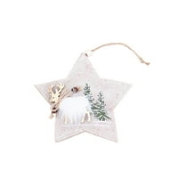 Heiheiup Božićni ukrasi Tkanina zvijezda u obliku božićnog drveća drvena jelena Privjesak zaljubljeni