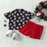 Wybzd Toddler Baby Božićna odjeća Santa Claus Ispis kratkih rukava + kratke hlače Gospodeman odijela