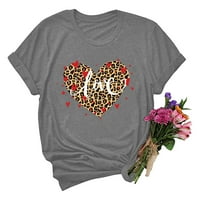 Ženski kratki rukovi Okrugli bluze i majice USA1342Tops Ženska Ležerna ljubav sa majicama s kratkim