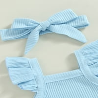 Calsunbaby Toddler Baby Girls Odjeća za let rupne rebraste rubne kratke hlače za rezanje trake za glavu