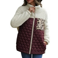 Ženska jesen i zima labav okrugli patchwork patentni patentni patentni patentni jakni na dugih rukava