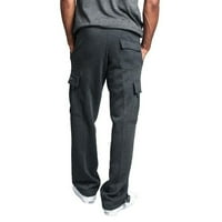 LISINGTOOL pantalone za muškarce muške fitness trkačke pantalone za crtanje labavog struka džep u boji