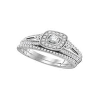 Dijamantna princeza 10k bijeli zlatni okrugli dijamant Halo Bridal vjenčani prsten set CTTW
