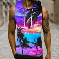Yanhoo muške plaže na plaži na plaži Tropske grafičke dukseve bez rukava Ljetni odmor Havaji majice