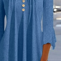 Vrući za rukav za žensku tipku Up V bluza izreza Elegantna pulover sa čvrstom u boji