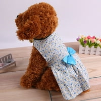 Shulemin ljetni psi štenad haljina cvjetna print luk suknja kućna odjeća za zabavu, plava L