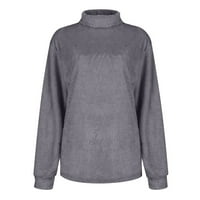 Turtleneck s dugim rukavima čvrsti pulover bluze boho vrhovi za žene plus ljeto siva veličina 3xl