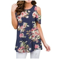 Puawkoer modne žene, ležerne cvjetne tiskane kratkih rukava, kratkih rukava za bluze O-izrez, majice