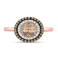 Jewels 10kt Rose Gold Womens Oval morgatit Solitaire Diamond Modni prsten 1- CTTW Veličina 5.5