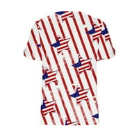 Lolomot Ženska dana neovisnosti vrhovi američke zastave tiskane majice s majicom V-izrez kratkih rukava