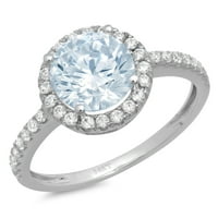 1.85ct okrugli rez plavi simulirani dijamant 18k bijeli zlatni godišnjica Angažovanje halo prstena veličine