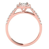 2. Carat Prirodni moissanite dijamantni prstenovi za žene u 10k čvrstog ruža zlata, veličina prstena