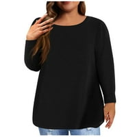 Ženska majica s dugim rukavima Okrugli vrat Plus veličina majica pune boje casual vrhovi