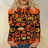 Ženski modni casual okrugli vrat dugih rukava za Halloween tiskanu majicu
