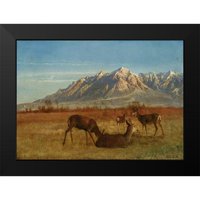 Bierstadt, Albert Black Moderni uokvireni muzej umjetnički print pod nazivom - jelen u planinskom domu