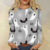 Ženska nova dugmeta Ogrlica modna Halloween Print dugih rukava Majica Slim Top Casual Vrhovi
