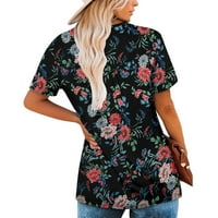 Lopecy-Sta Ženski bluze i povremeni božićni poklon Ženska tunika okrugla vrat cvjetni tiskani majica