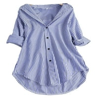 Bomotoo ženske bluze lapeli vrat košulje dugih rukava elegantna tunika košulja radne plave s