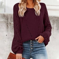 Ženski slatki elegantni mekani dugi rukav šuplji kabel pletene pulover džempere izdubili pulover dugih