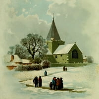 Majka i sin Snježni crkveni scenski poster Ispis nepoznatog