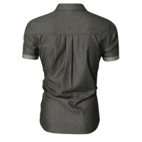 FOPP prodavač muške ljetne casual poslovne majice kratkih rukava Muški ljetni traper majice kratkih rukava tamno siva xxl