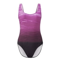 Bikini Womens Ljetni modni print O-izrez seksi ledeni kupaći kostim ljubičasti XL