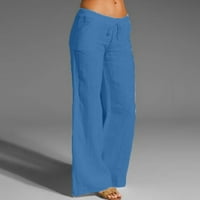Ženske hlače Ležerne prilike, čvrste pamučne posteljine elastične strukske vučne hlače za žene za žene