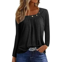 Bluze s dugim rukavima za ženska majica Ležerni O-izrez dolje Majica Solid bluza Vrhunska FIT Fall košulja