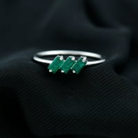 Žene CT Baguette Cree Emerald Tri kameni prsten, zlatni smaragdni prsten, kameni smaragdni zlatni prsten,