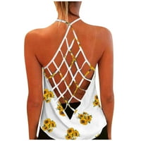 Ženski suncokret Print Sexy bluza prsluk modni spremnik Top bijeli l