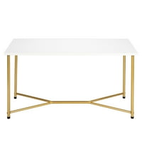 Yeektok jednoslojni debeli MDF bijeli vodootporni kvadratni stol zlatni stol noge gvožđe stol za kavu