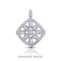 0. Carat Ukupni prirodni dijamanti 18k bijelo zlato Prong & Pave Postavljanje oblika rombenog oblika