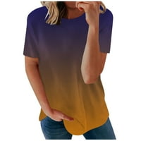 Yyeselk prevelizirani duks za žene Crew vrat kratkih rukava gradijent boja bluze prozračne ženske opuštene