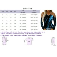 Relanfenk Wind Fall T majice za žene Ležerne prilike za pozicioniranje kontrastni tisak V-izrez dugih