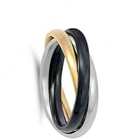Zlatni ton crni srebrni trostruki prsten 316L nehrđajući čelik Sivi nakit ženski muška unise veličine 5