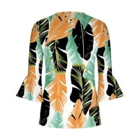 Majice za žene Ljeto tiskanje Trendi gumb Cardigan rukava s rukavima V izrez Casual Moded Tunic Odjeća