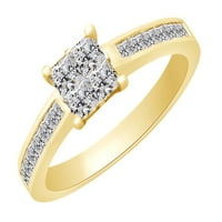 Princezo rezan bijeli prirodni dijamantni ženski angažman vjenčani prsten u 14k žuto zlato s veličinom