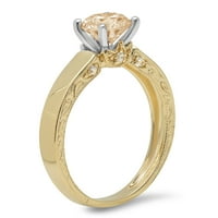 1. CT sjajan okrugli rez prozirni simulirani dijamant 18k žuti bijeli zlatni pasijans prsten sz 9.25