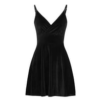 Ženske haljine mini bez rukava iznad koljena casual dubokih V-izrezanih ljetna haljina crna xl