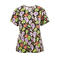 Ženski vrhovi Crew vrat modna bluza Grafički printira Ženske majice Kratki rukav Ljetna tunika Tee Green
