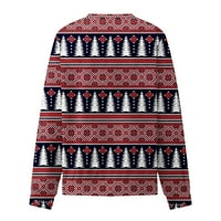 Clearsance božićne majice s dugim rukavima za žene sa zatvaračem UP pulover Božićni prugasti duks rever