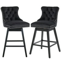 30 okretne stolice za okretne stolice Velvet Tapacirane stolice sa 2, crna