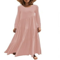 Rejlun Ženske haljine s dugim rukavima Ležerne prilike Maxi haljine Bohemian Sunderss Pink XL