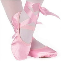 Baletni papučići obuće Stretch satenske balerine ples joge stanovi sa čistim vrpcama za djevojčice (mališani