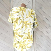 Bazyrey Womens Ljetni vrhovi cvjetna tiskana bluza ženka V izrez casual gumba s kratkim rukavima labav