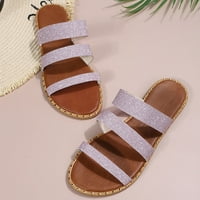 Zpanxa papuče za žene Ljeto plaža ravne sandale šljokice Strapppy Sandale Open Toe Slades Papuče Dame