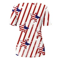 Patriotske majice za žene 4. jul Američki zastava uzorak grafički kratki rukav Crewneck pulover na vrhu